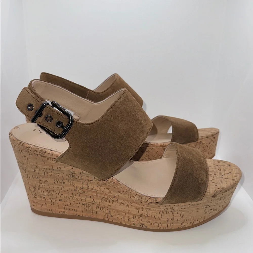 Via Spiga Kezia Brown Suede Platform Wedge Sandals Women’s 9.5 - Picture 5 of 11